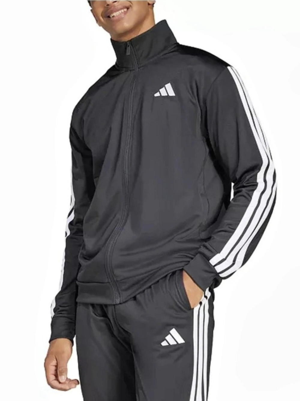 Adidas Essentials Warm-Up 3-Stripes Track Jacket Men's Black Medium NWT